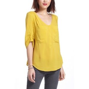 Maeve Yellow Charleston Henley Peasant Blouse